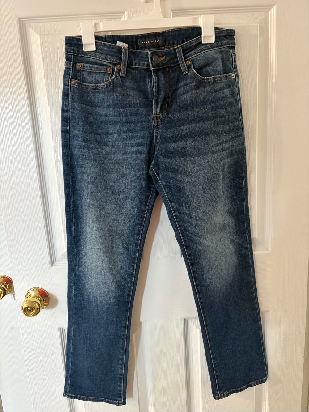 Aeropostale Women's Straight Leg Jeans in Medium Blue Wash